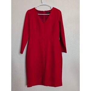 J Crew Womens Long Sleeve Sheath Dress Stretch Ponte Business Red Size 6 H3563